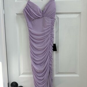 Elegant Lavender Ruched Dress